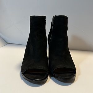 FRYE black suede peep toe ankle boots size 7.5